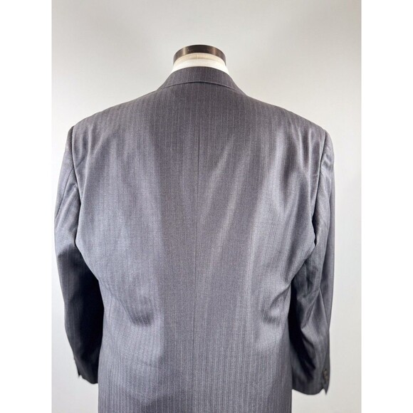 Armani Collezioni Mens Blazer Gray Pinstriped Super 150s Wool Suit Jacket 44R - Picture 13 of 14